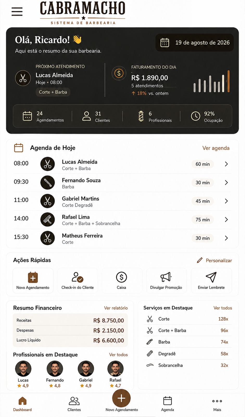 Aplicativo mobile — Cabramacho Sistema de Barbearia