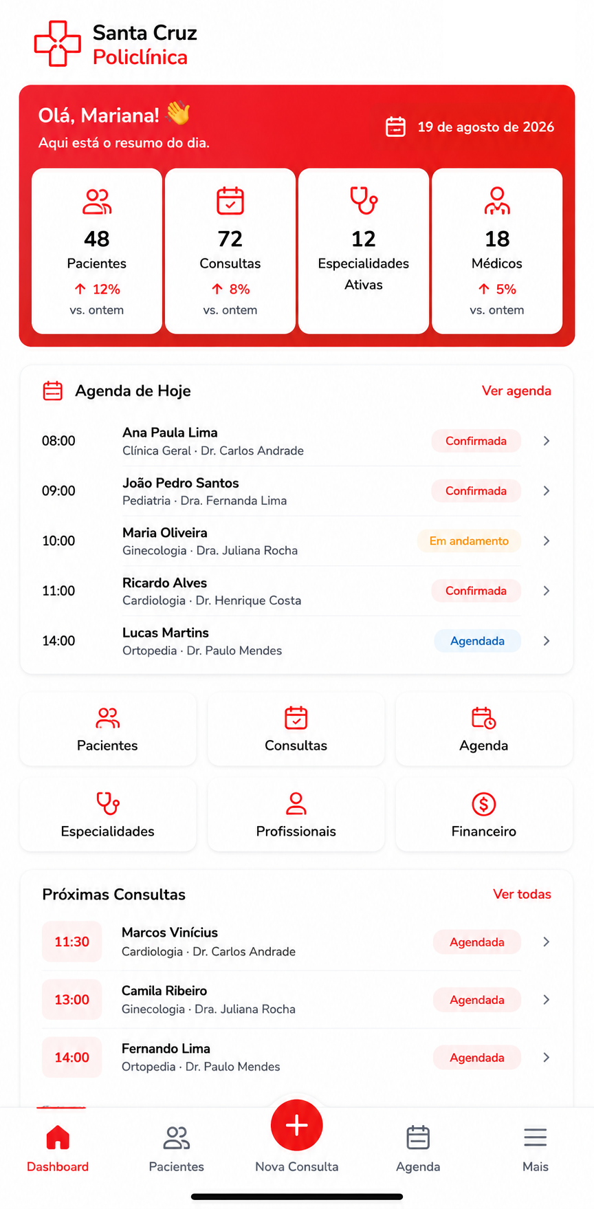 Aplicativo mobile — Santa Cruz Policlínica